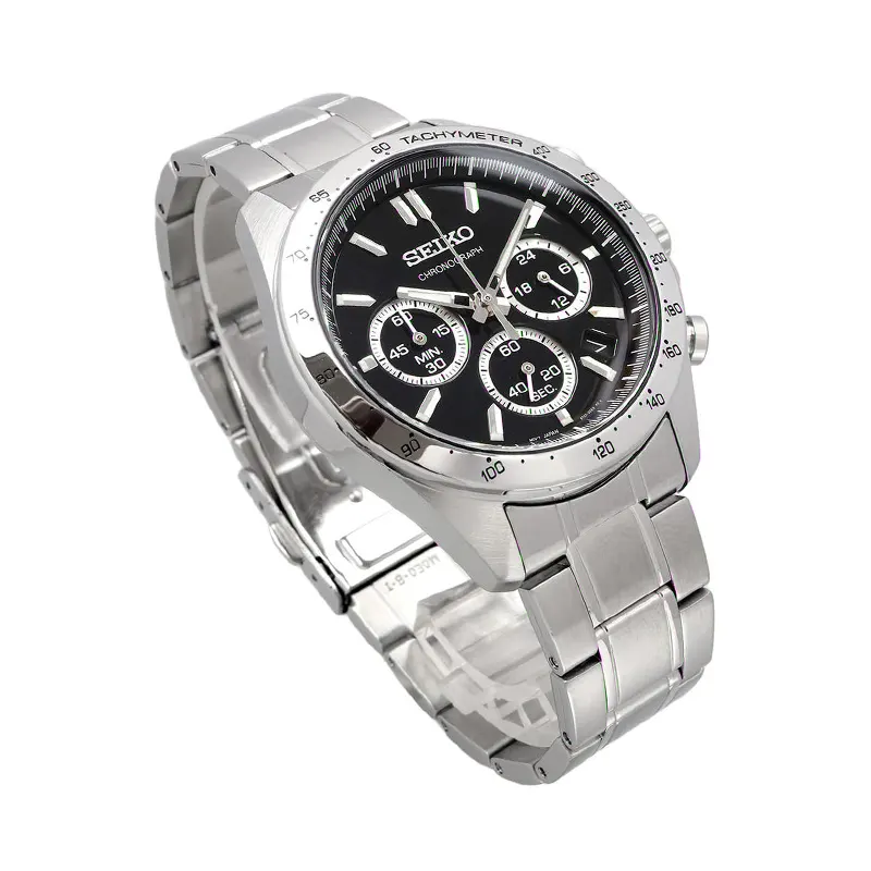 Seiko Spirit Chronograph Black Dial Silver-tone Men’s Watch- SBTR013